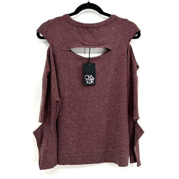 NWT CHASER Burgundy Super Soft Fleece Cut Out Dolman Sleeve Sweater Size Medium - Picture 5 of 7